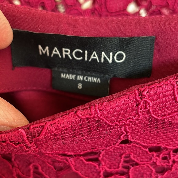 Marciano Raspberry Red Lace Crop top & matching Pants top M, bottoms size 8 - Picture 5 of 6